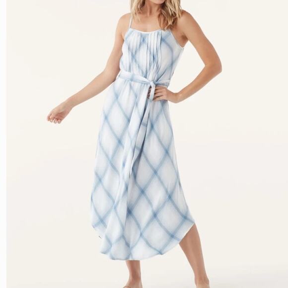 Splendid Women's Blue/White Sleeveless Coastal Chambray Plaid Dress sz S - Picture 1 of 7